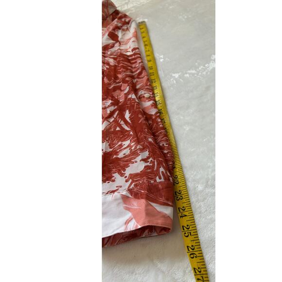 Tommy Hilfiger Top Women's Sheer Tropical Button Up Blouse Coral/Brick Size M - Picture 5 of 8